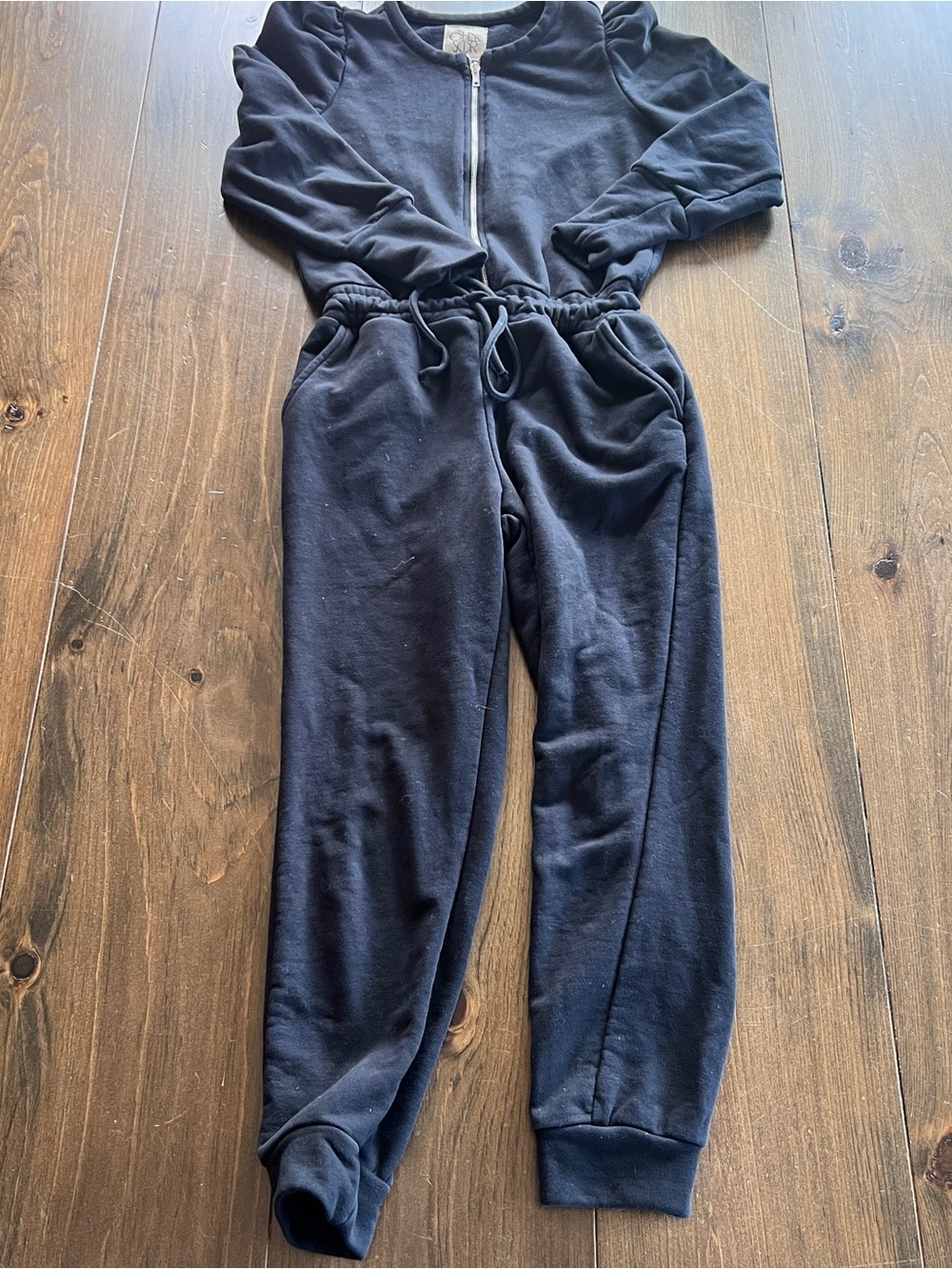 Chaser x Evereve Puff Sleeve Zip-Front Jogger Jumpsuit-small